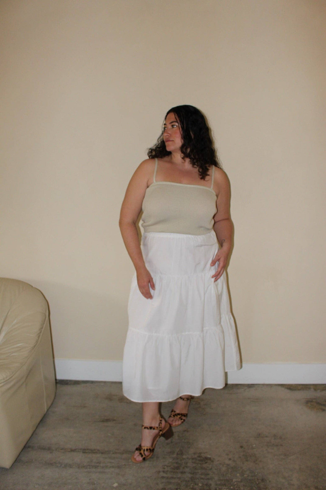 MiMi Silk Cotton Voile Skirt | White