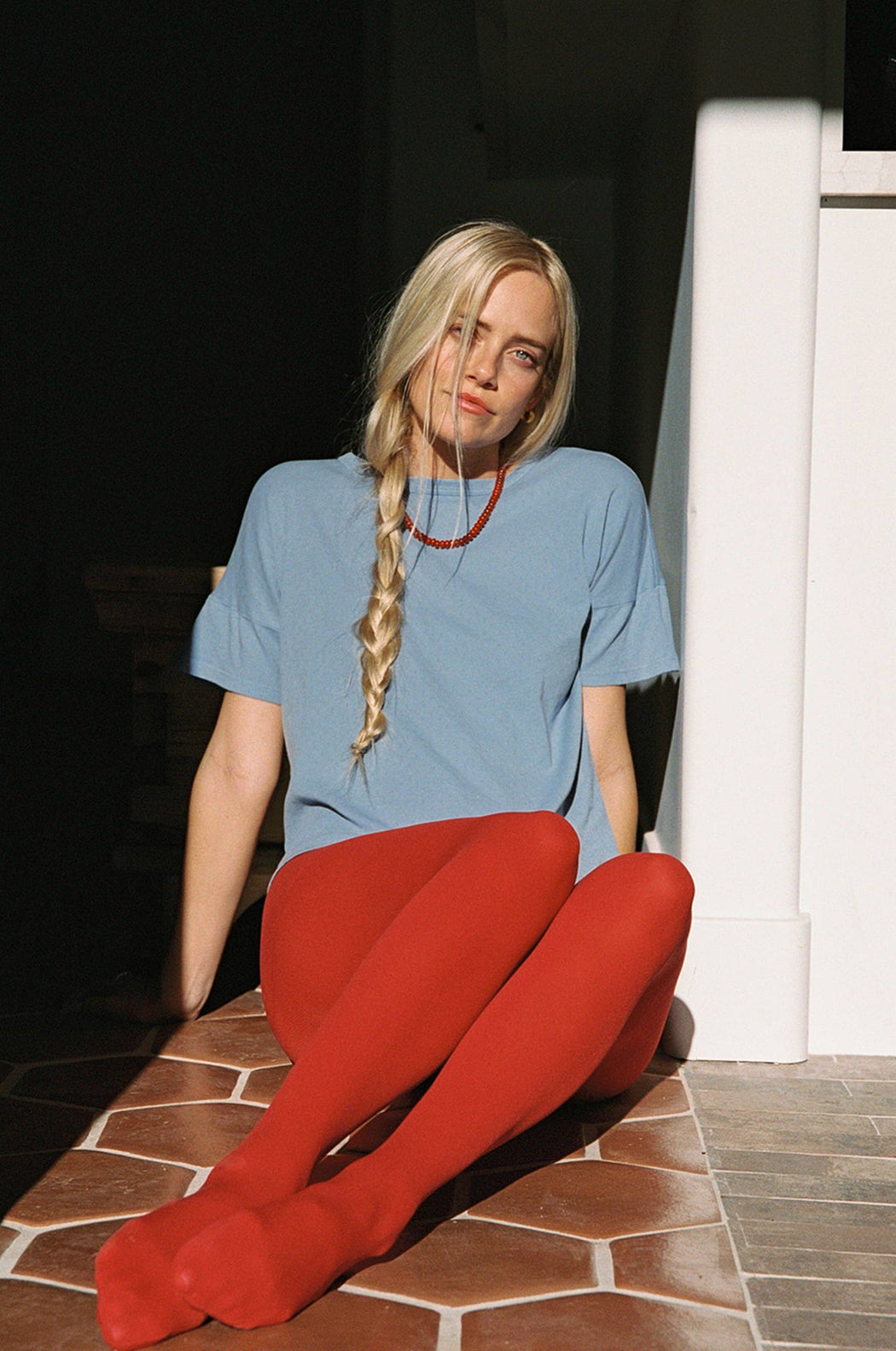 Petit Pointelle Tee | Bleu