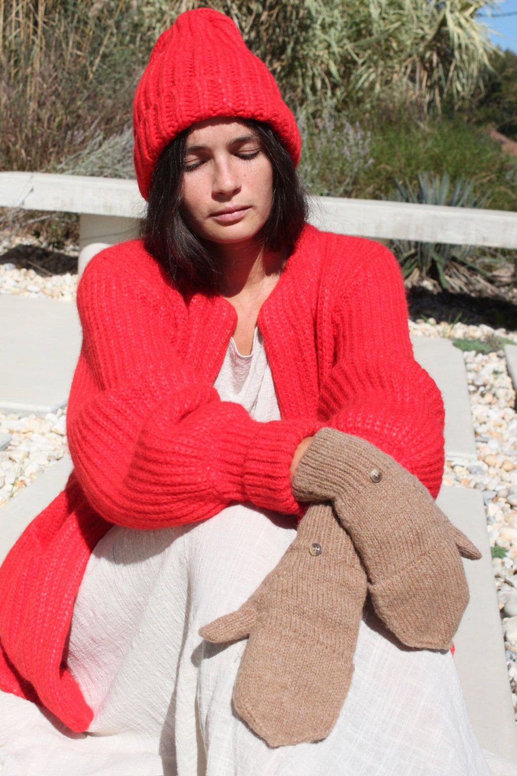 Frankie Knitted Alpaca Hat | Tomato