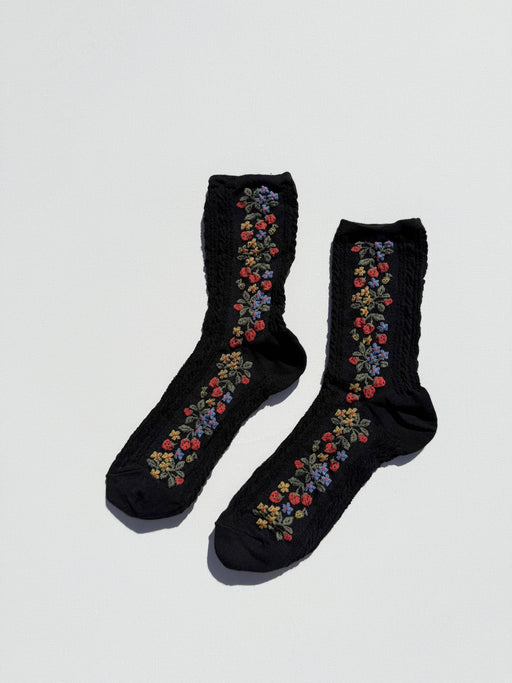 WILD STRAWBERRY SOCKS | Black Pearl