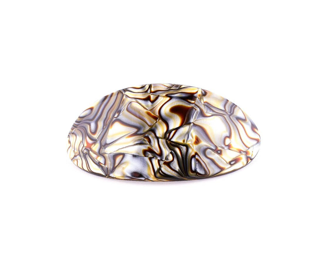 Bevel Oval French Barrettes: SaltnPepper