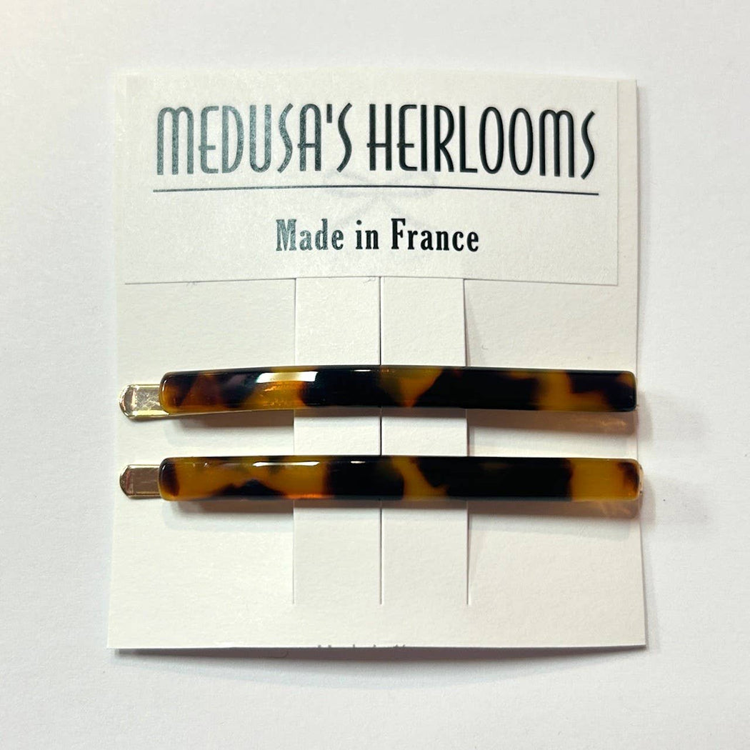 French Tortoise Bobby Pins- by pair: White Tokyo