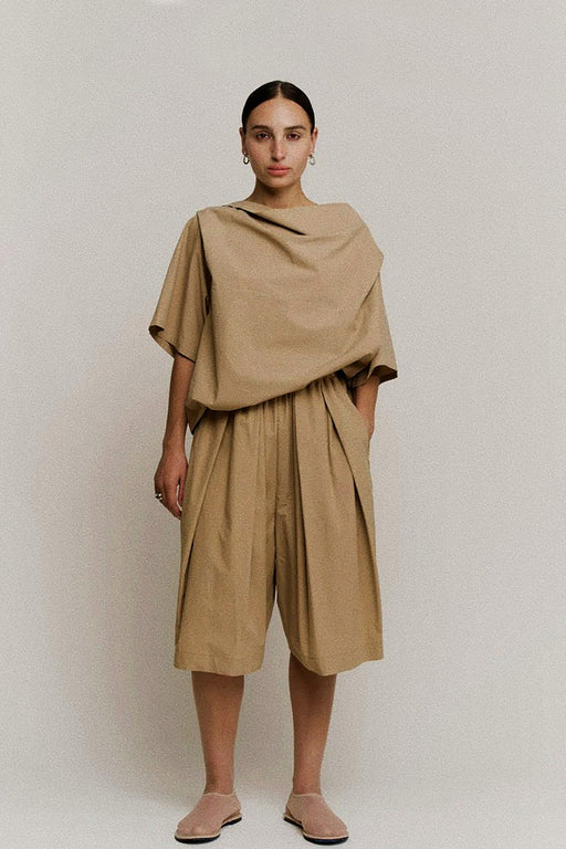 Boxy Pleat Short | Sierra Parchment Poplin