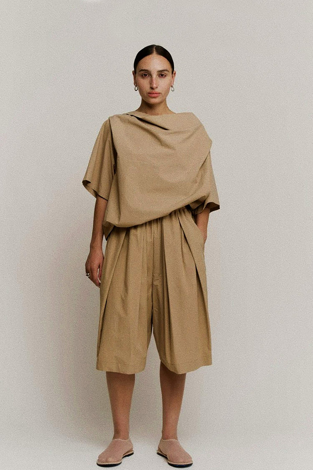 Sculptural Bateau Top | Sierra Parchment Poplin