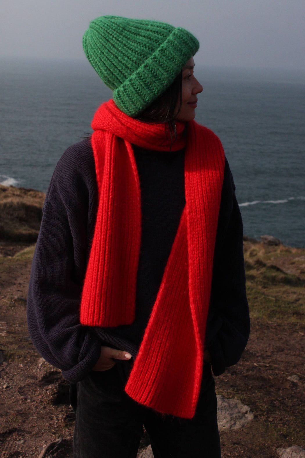 CeCe Knitted Alpaca Scarf | Tomato