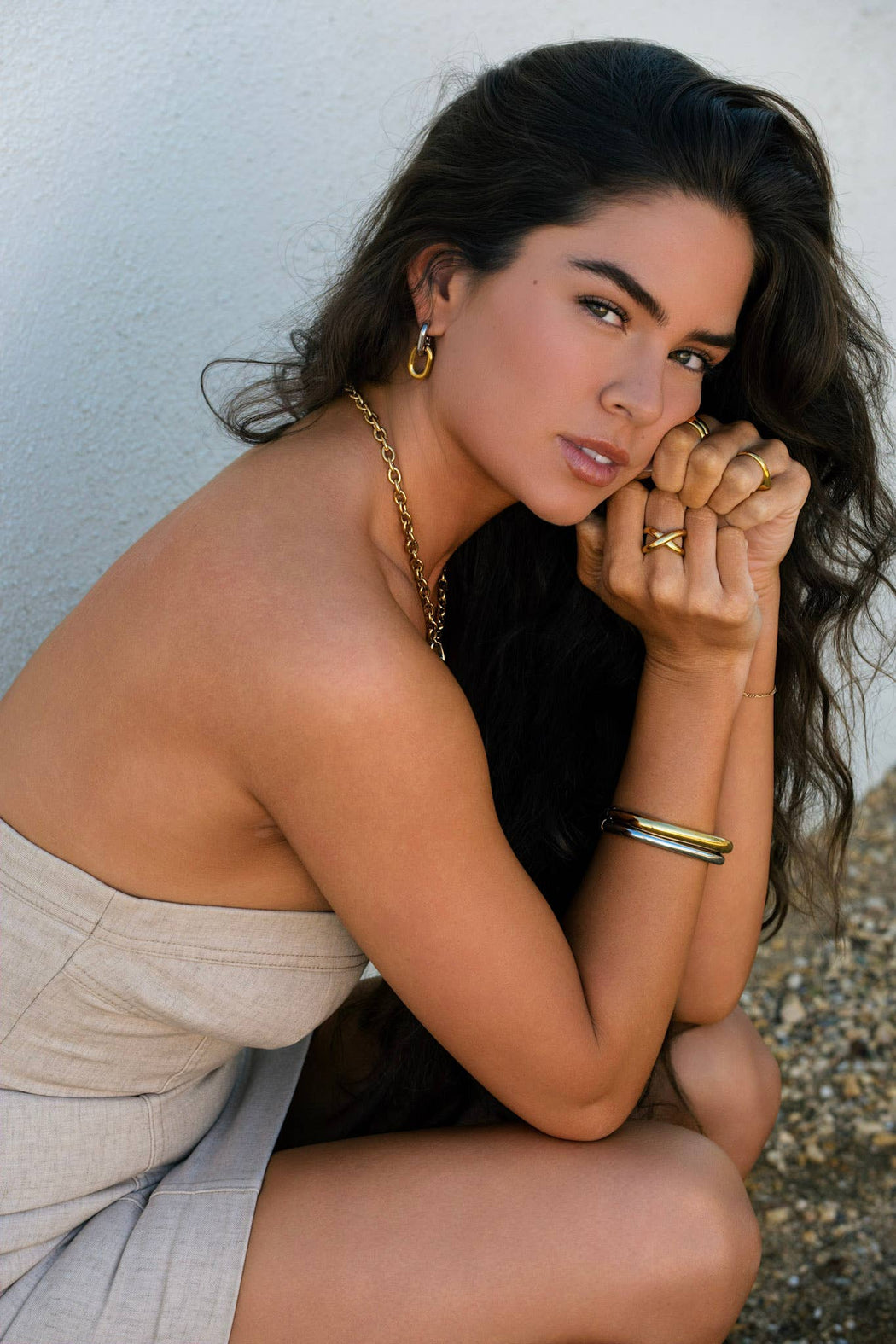Align Bracelet | Two Tone Gold Silver Hinged Bangle