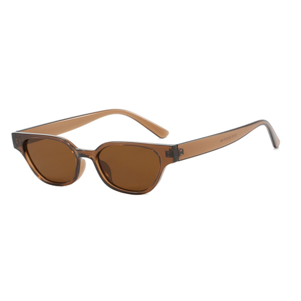 The Jennie - Cola - Petite 90s Rectangular Sunglasses