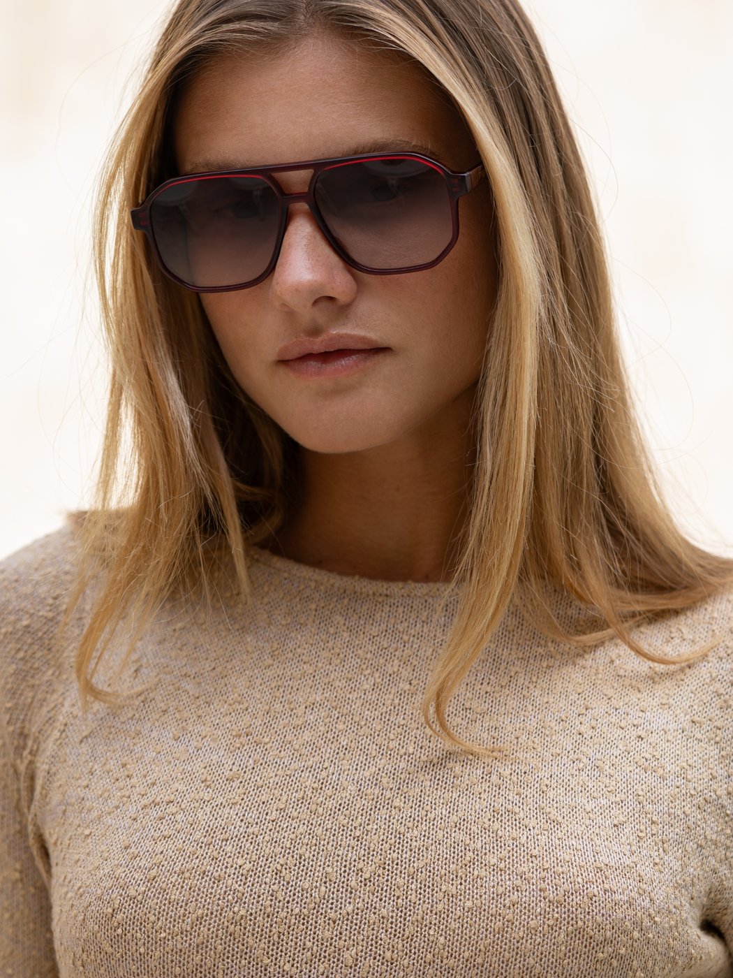 Billie ( NEW ) Unisex Aviator Sunglasses : Dark Cherry