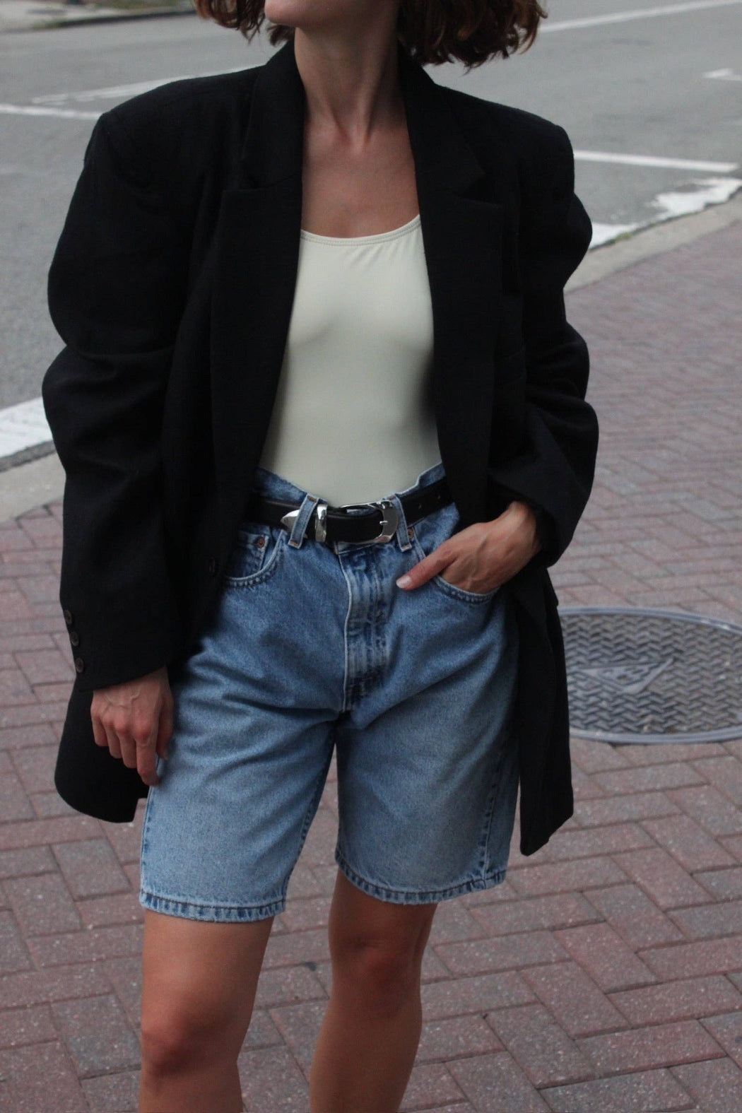 Skyler Woven Silk Blazer | Black