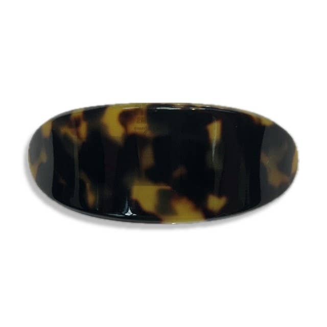 Curved Oval French Pony Barrettes: Golden Onyx
