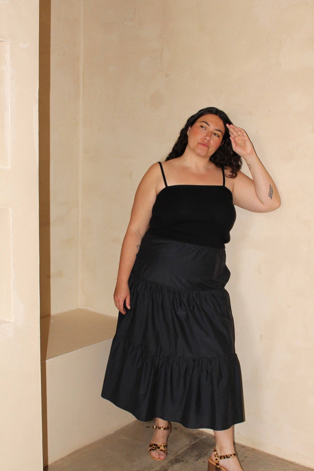 MiMi Silk Cotton Voile Skirt | Black