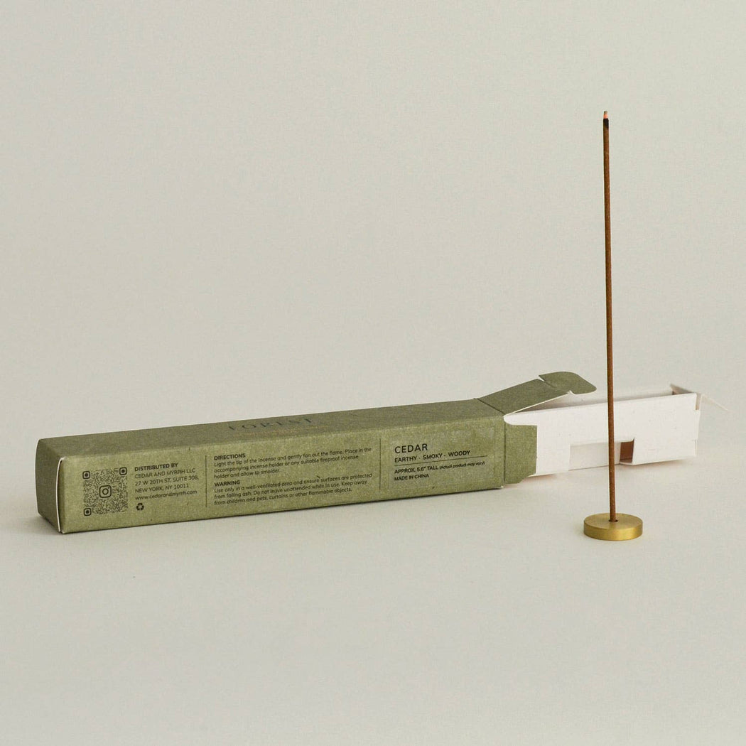 Cedarwood Incense Stick Set | 30 Sticks  & Brass Holder