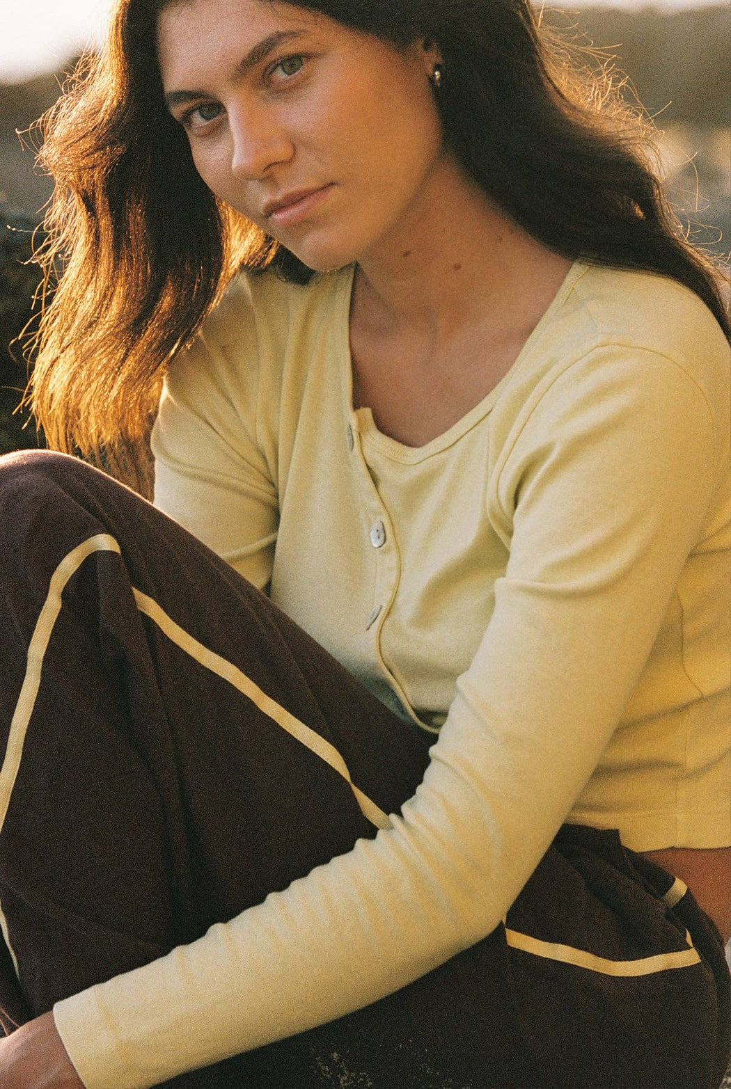 Organic Slant Cardi | Lime