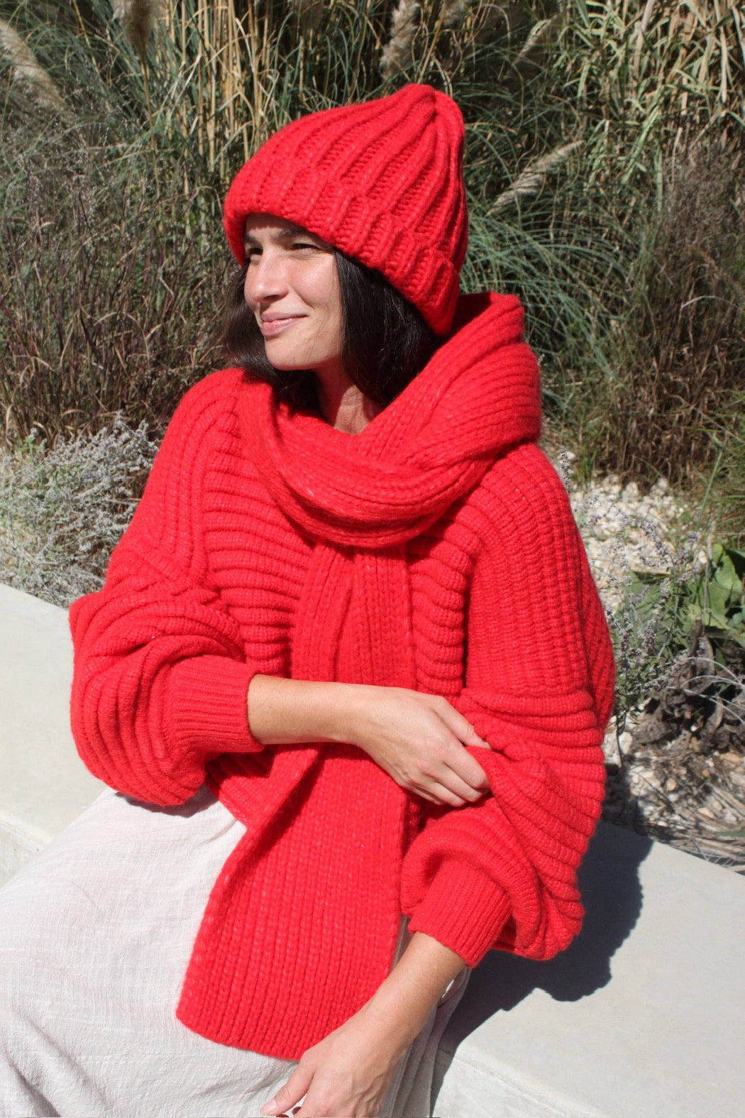 Frankie Knitted Alpaca Hat | Tomato