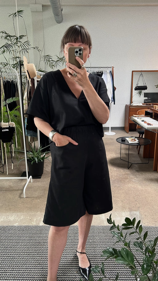 Linen Long Shorts | Black
