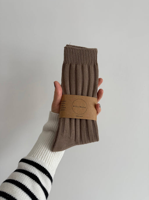 EVERYDAY COTTON RIBBED SOCKS | Mushroom