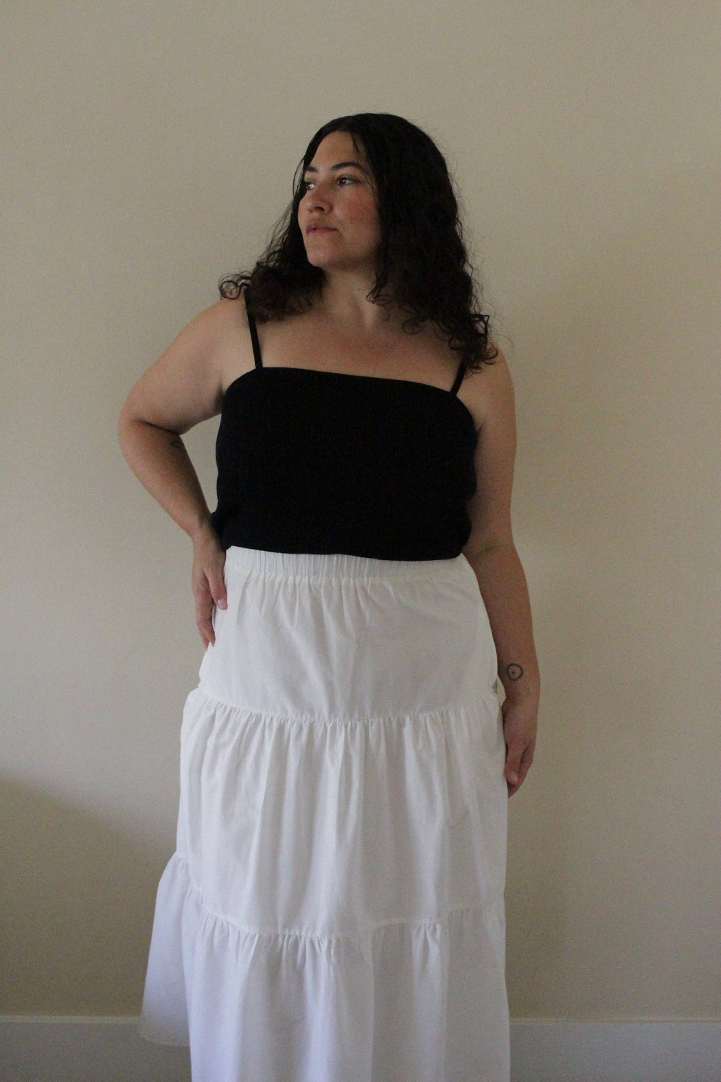 MiMi Silk Cotton Voile Skirt | White