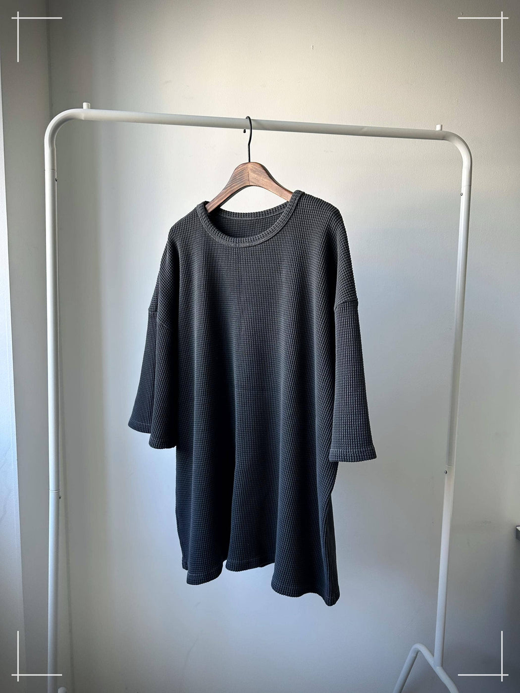 Waffle Texture Cotton Oversized Minimalist Top | Cream