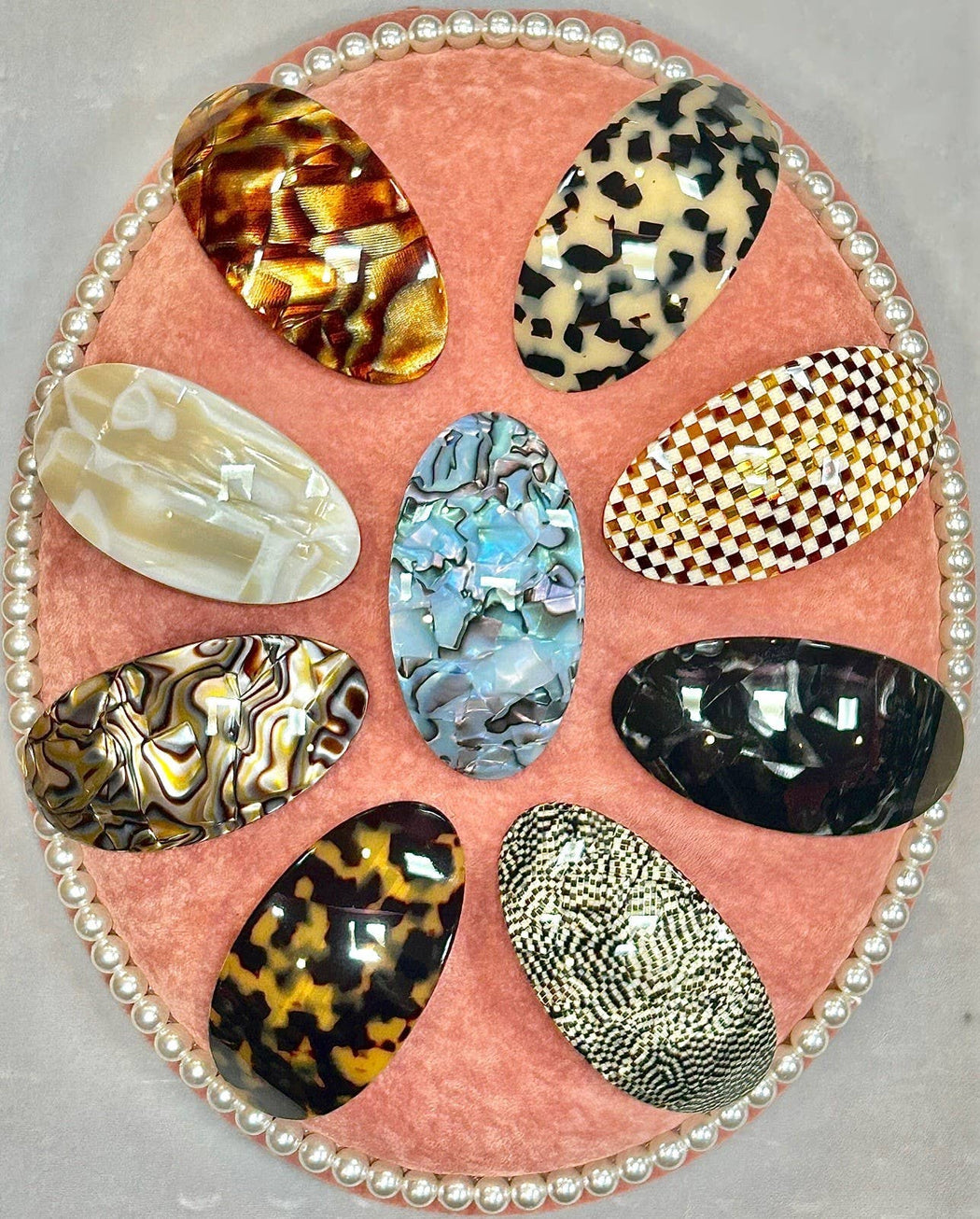 Bevel Oval French Barrettes: Tokyo