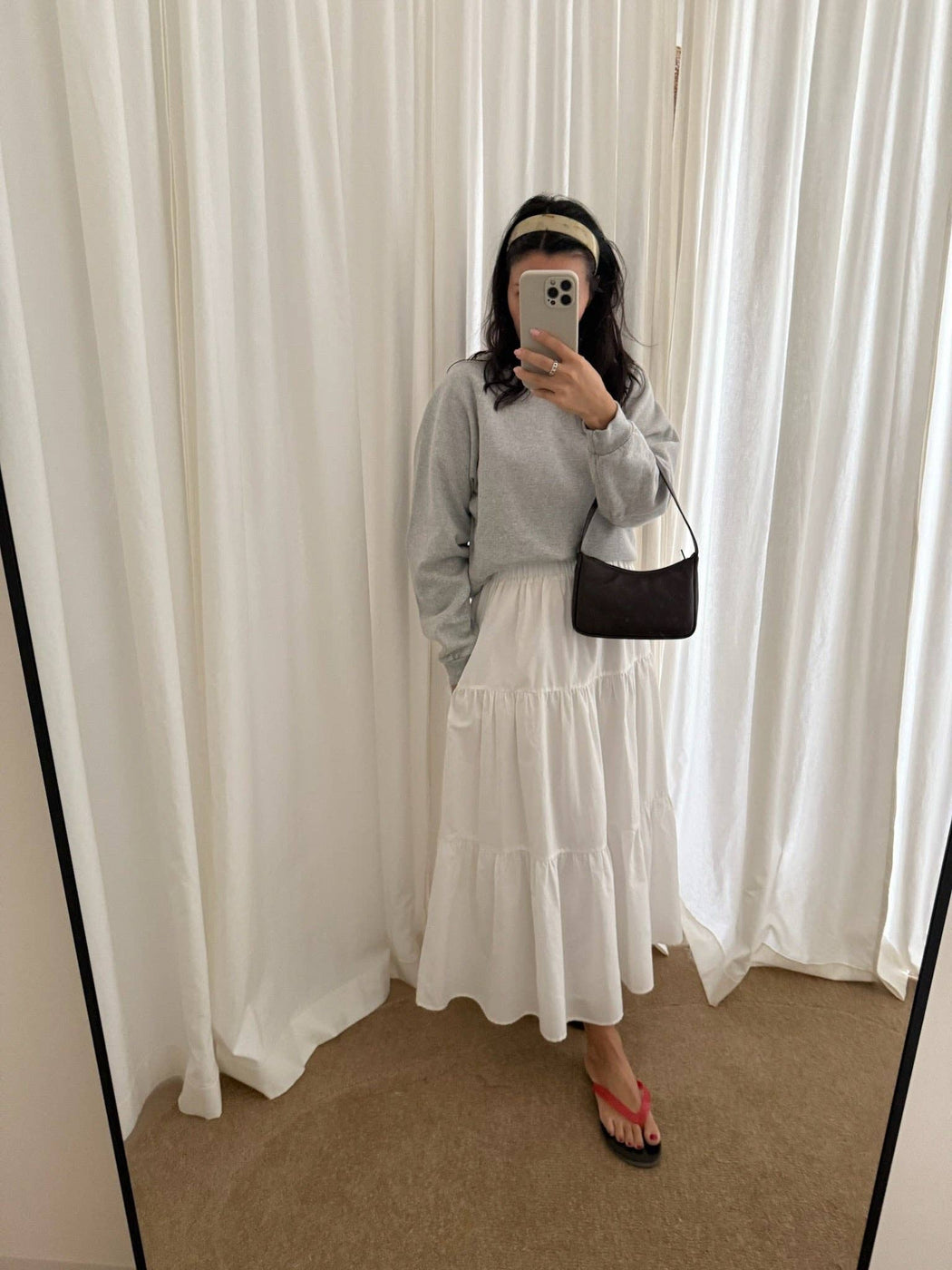 MiMi Silk Cotton Voile Skirt | White