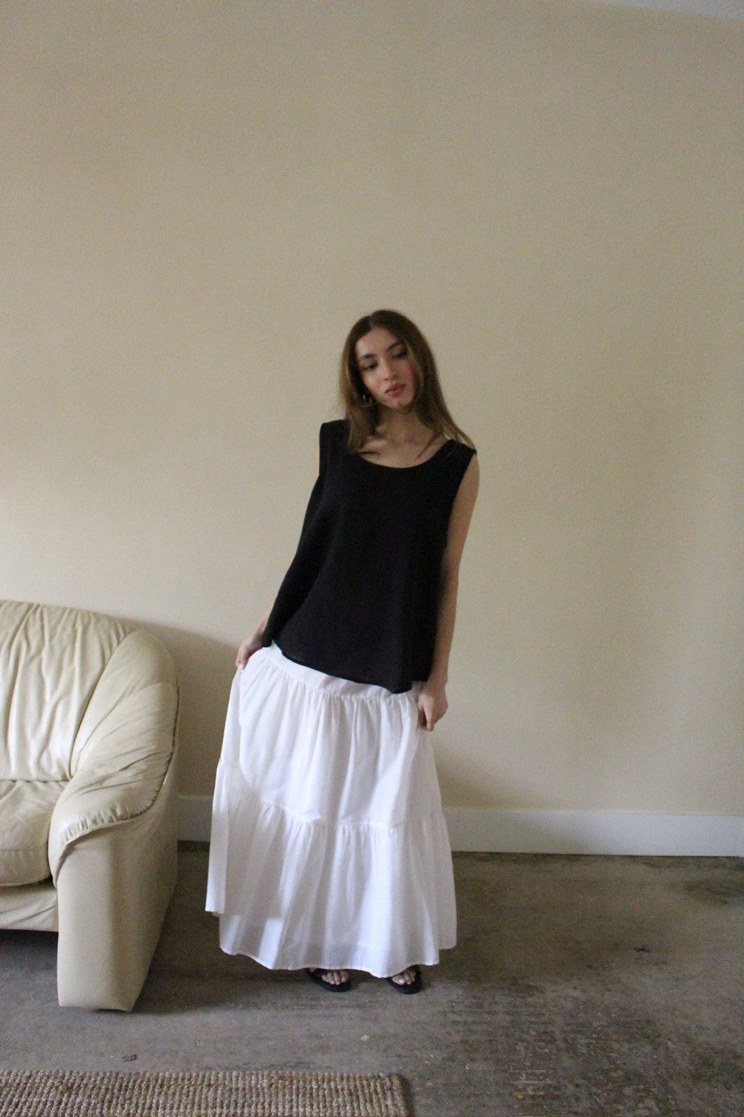 MiMi Silk Cotton Voile Skirt | White