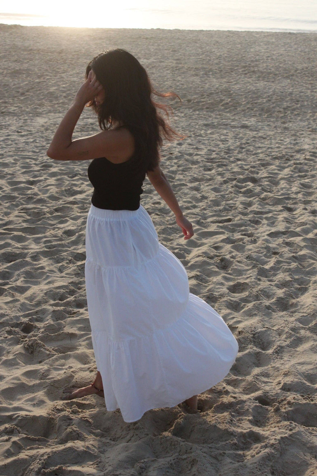 MiMi Silk Cotton Voile Skirt | White