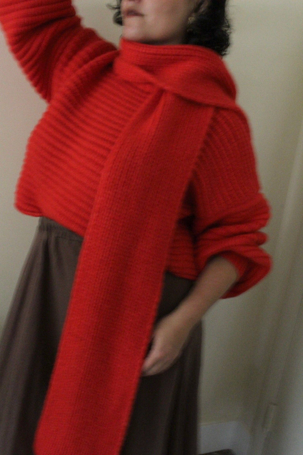 Romy Knitted Alpaca Balloon Sleeve Sweater | Tomato