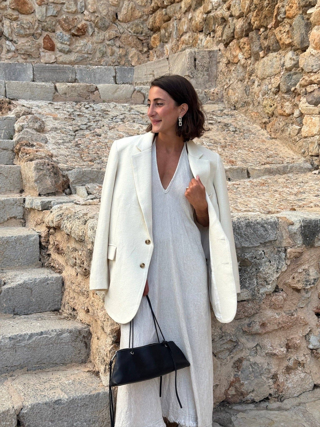 Skyler Woven Silk Blazer | Natural