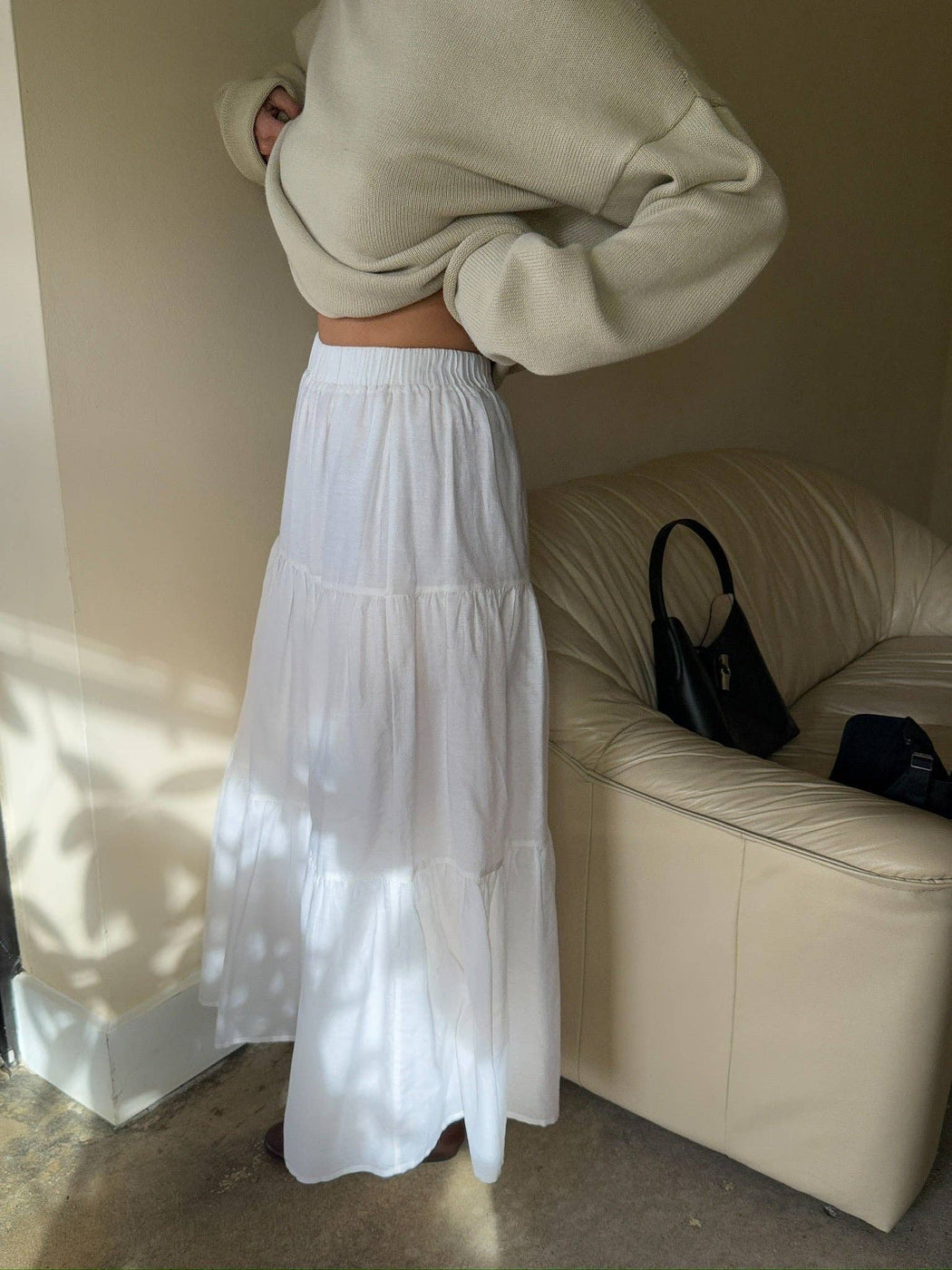 MiMi Silk Cotton Voile Skirt | White
