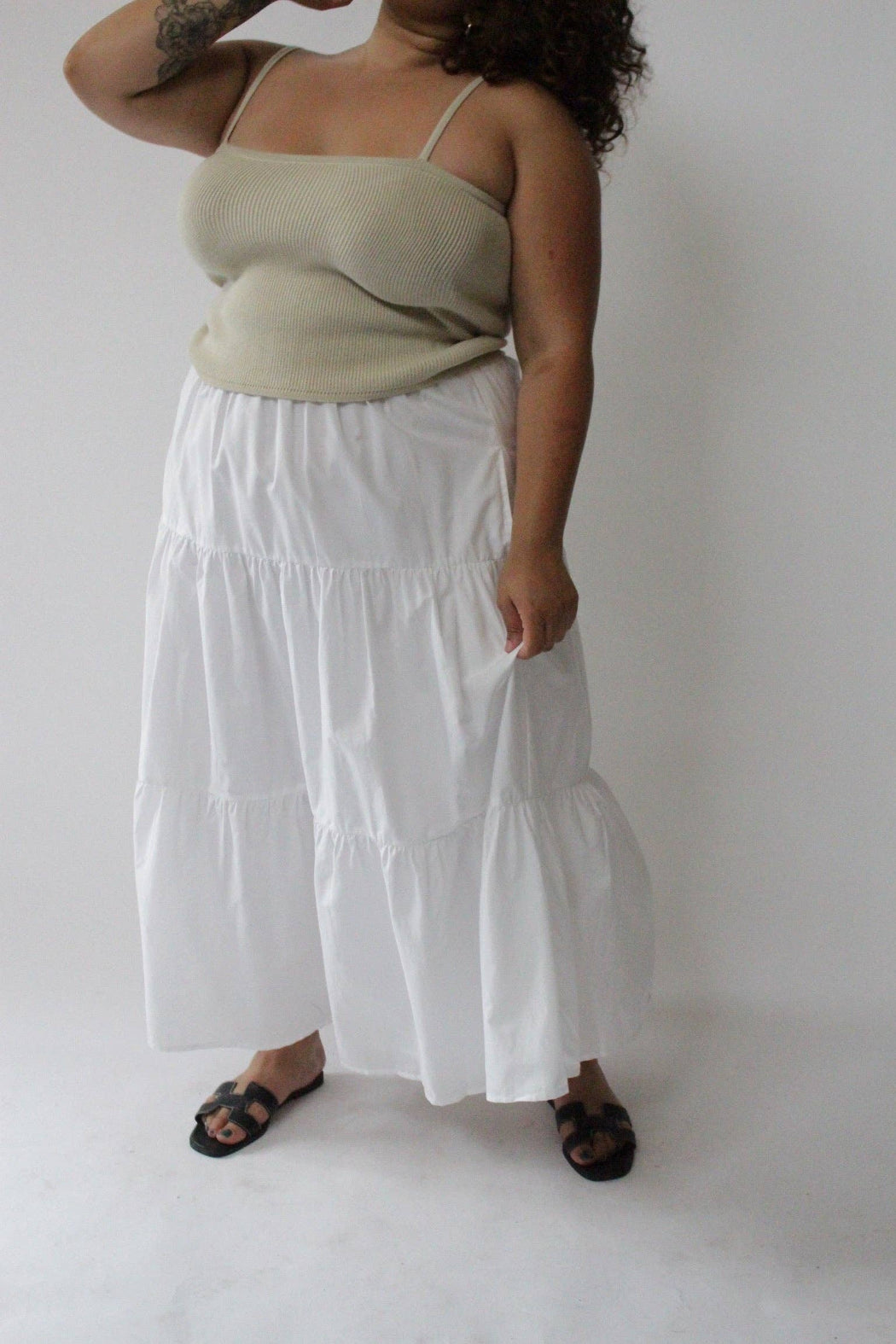 MiMi Silk Cotton Voile Skirt | White