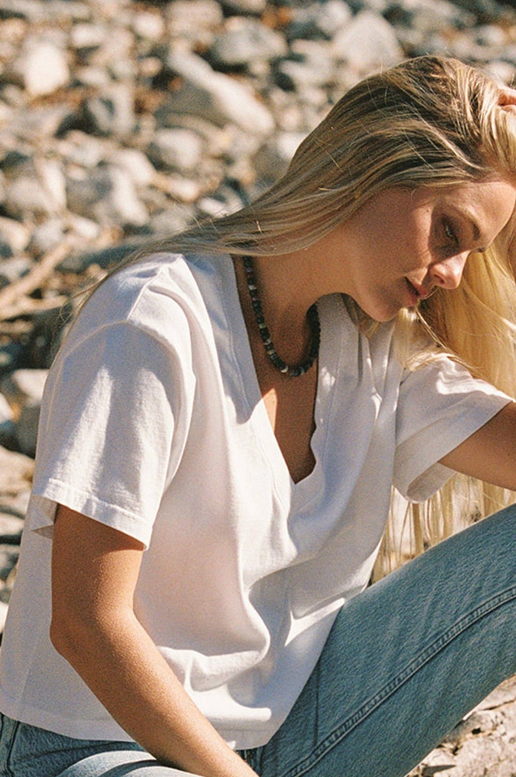 Deep V Tee | White