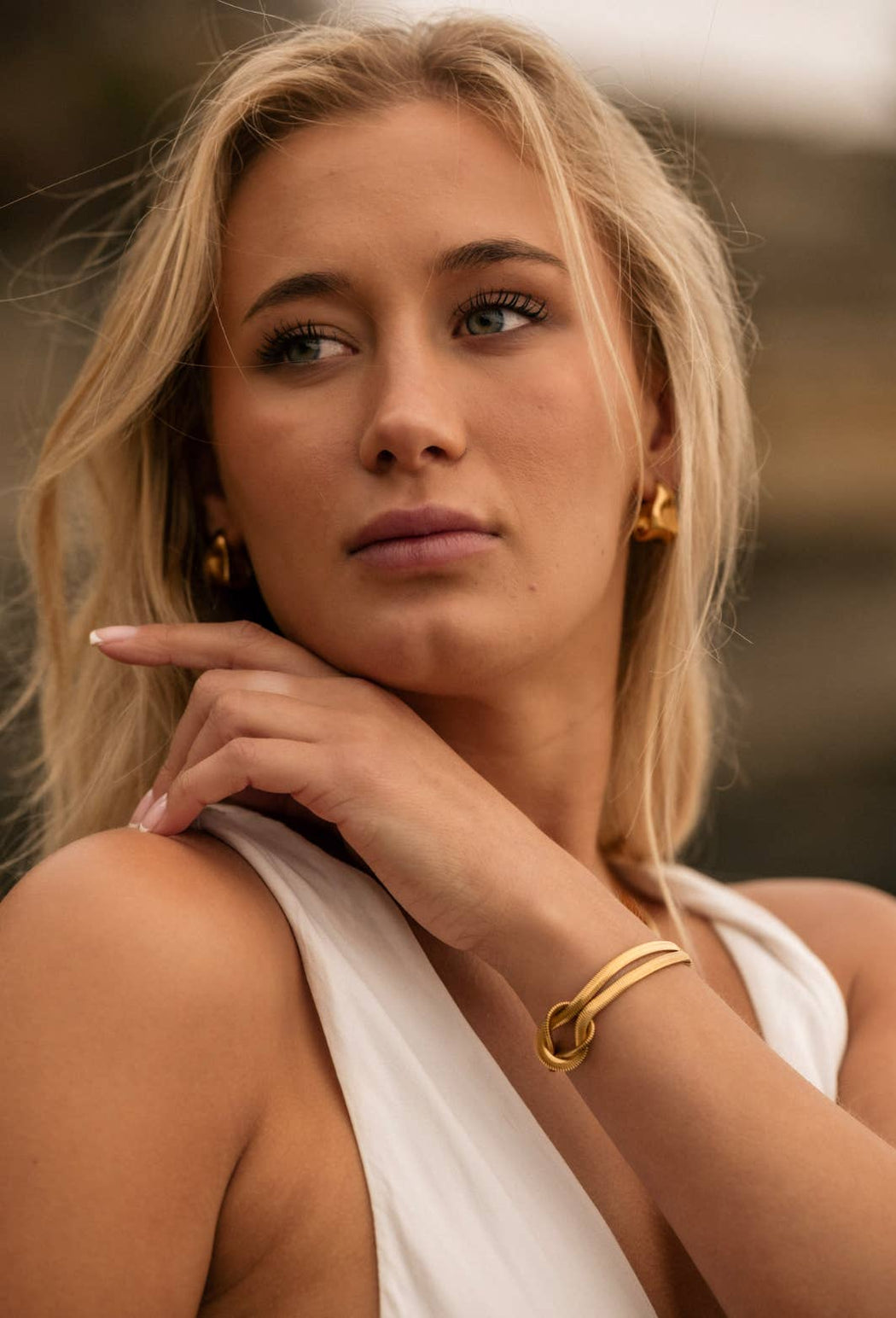 Margot Bracelet | Gold Double Snake Chain Knot Bracelet