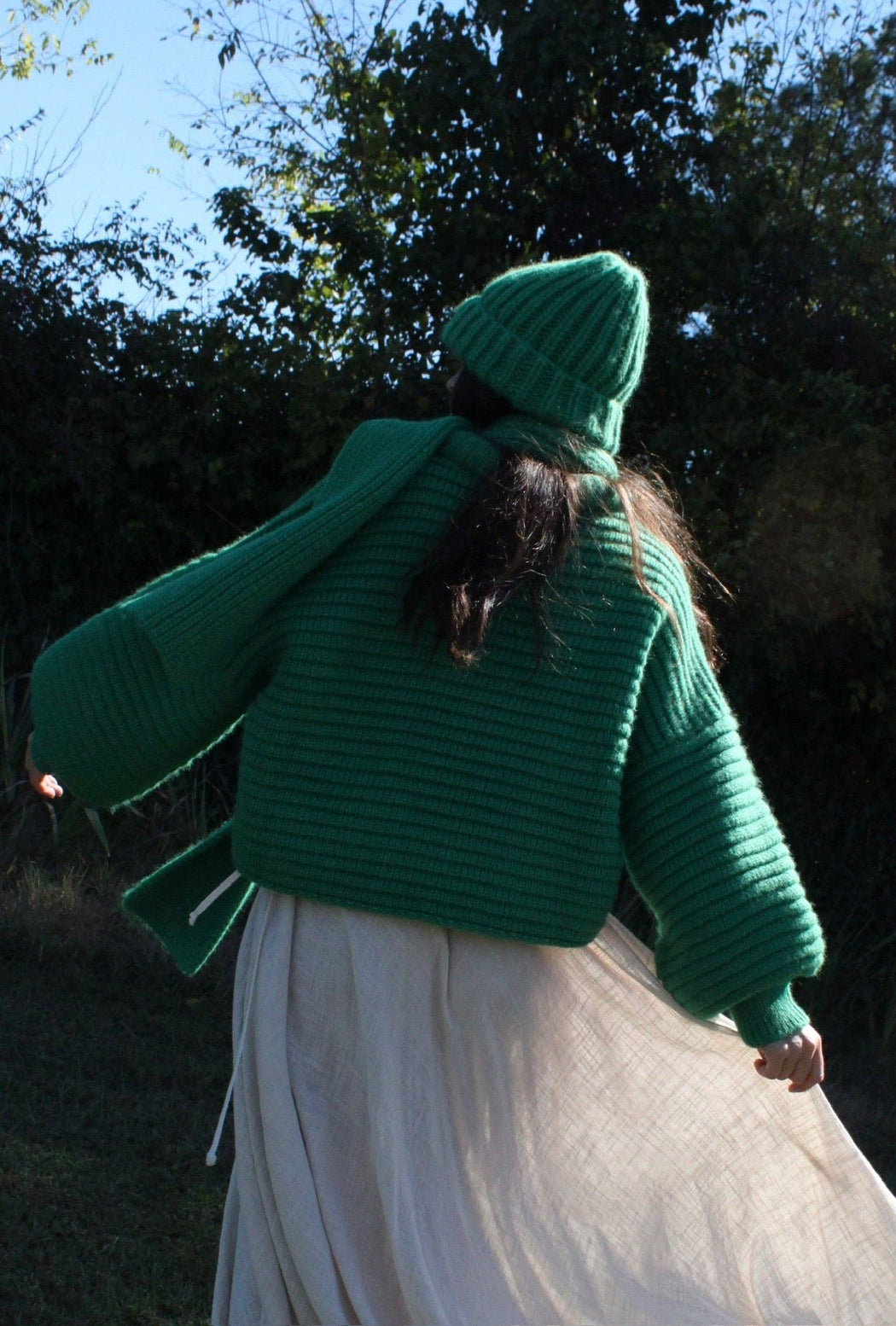 Romy Knitted Alpaca Balloon Sleeve Sweater | Emerald