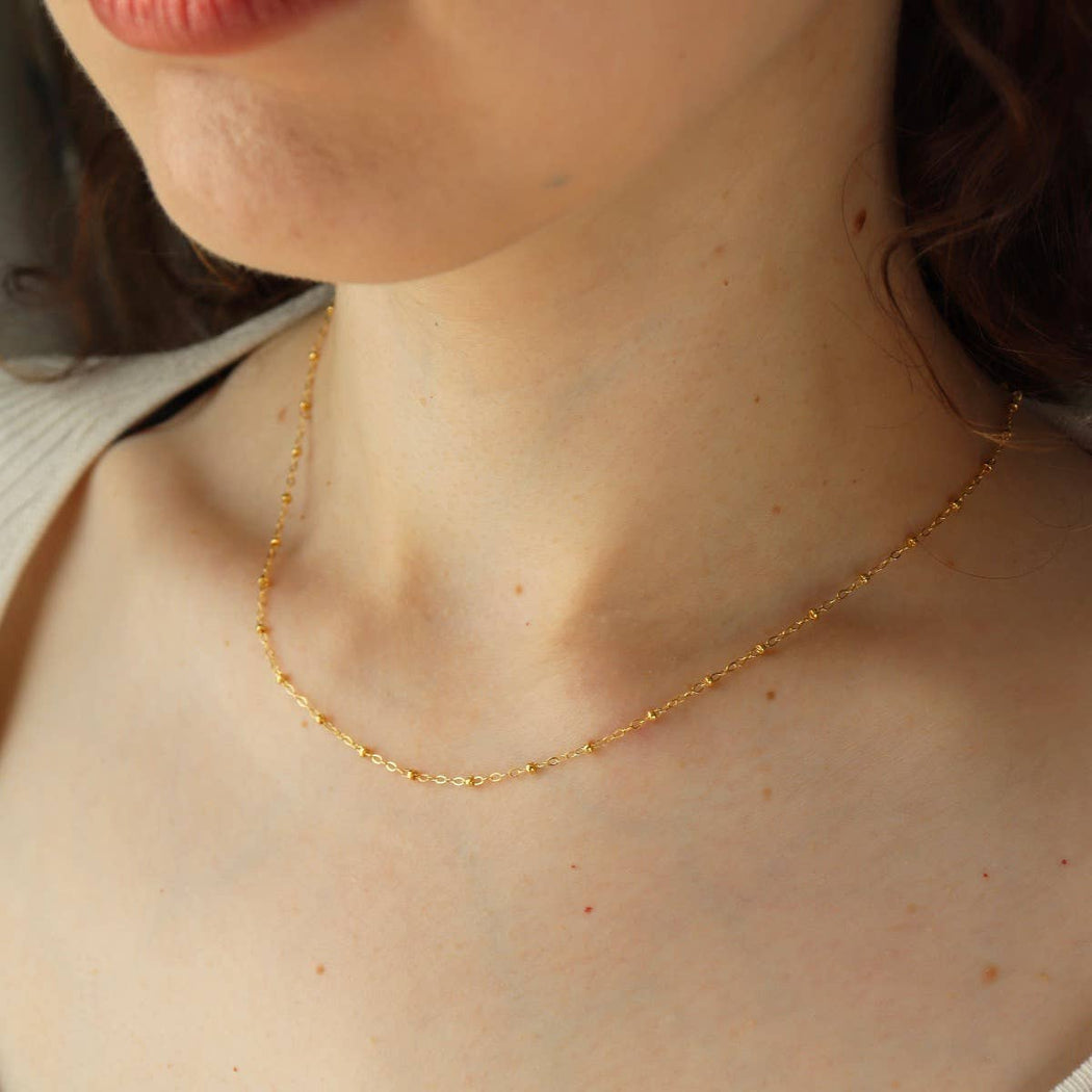 Beaded Chain Necklace | 14k Gold Fill or Sterling Silver