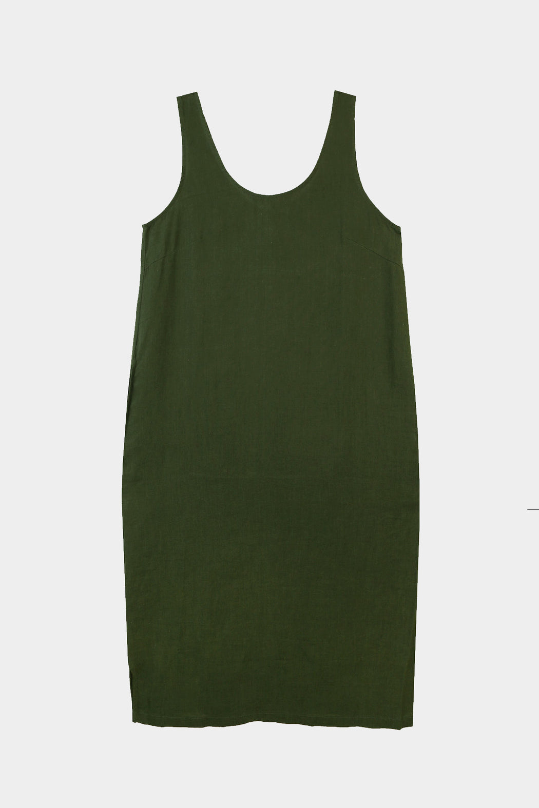 BASIC LINEN SHIFT DRESS | DARK FOREST
