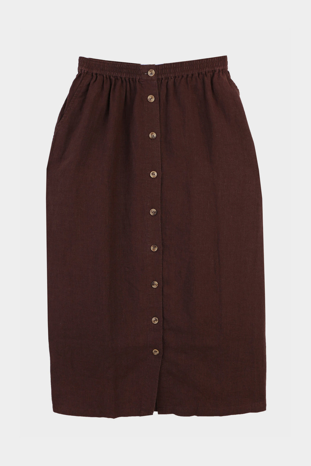 BASIC BUTTON FRONT SKIRT | CHOCOLATE