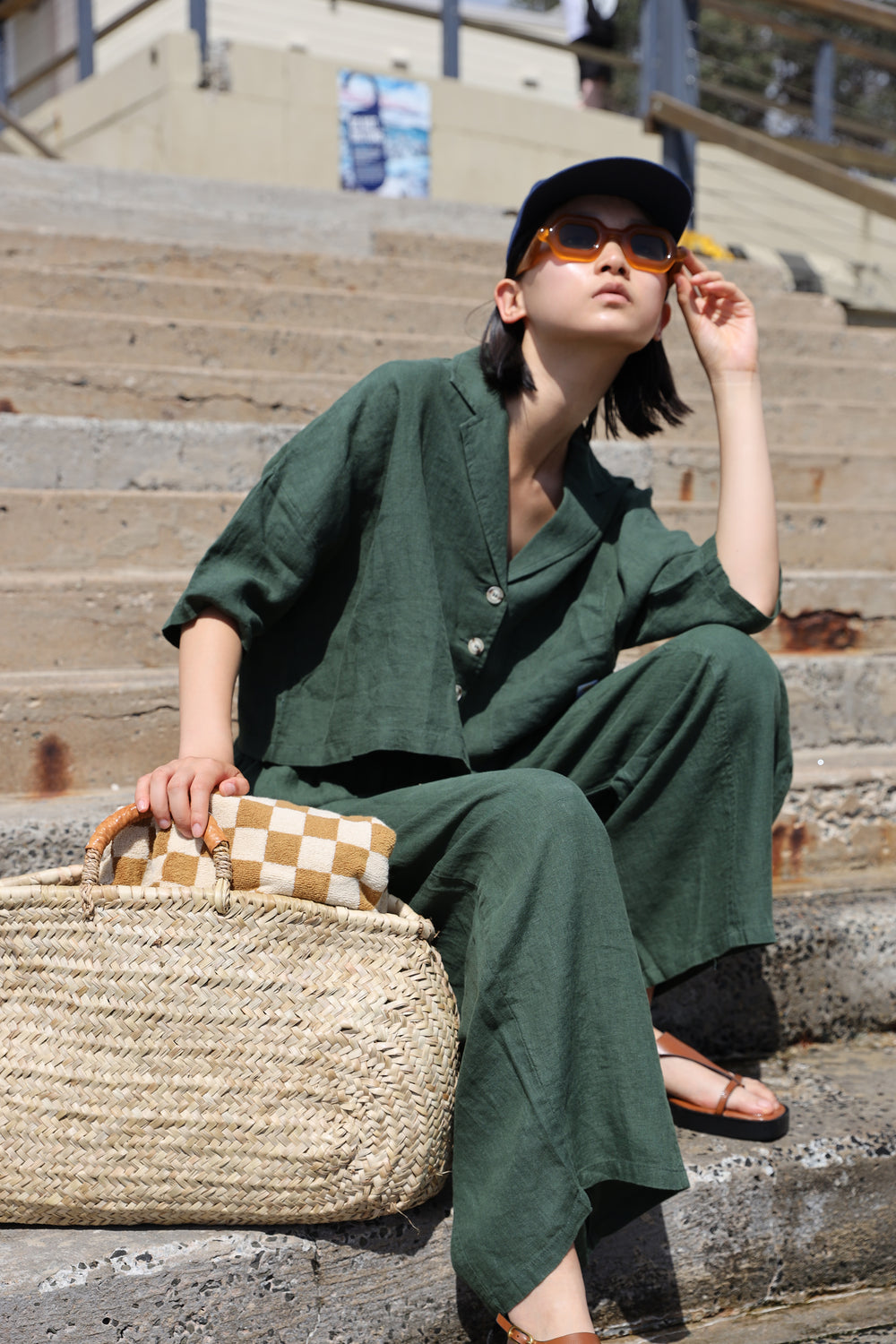 BASIC LINEN TROUSER | DARK FOREST