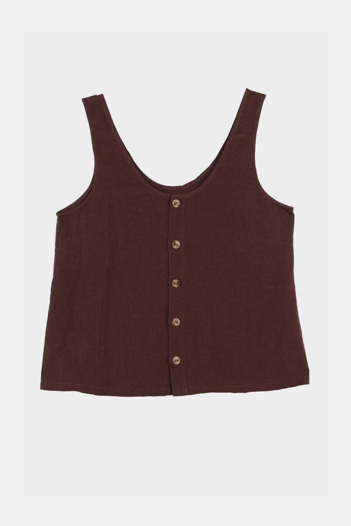 BASIC BUTTON FRONT TANK | CHOCOLATE