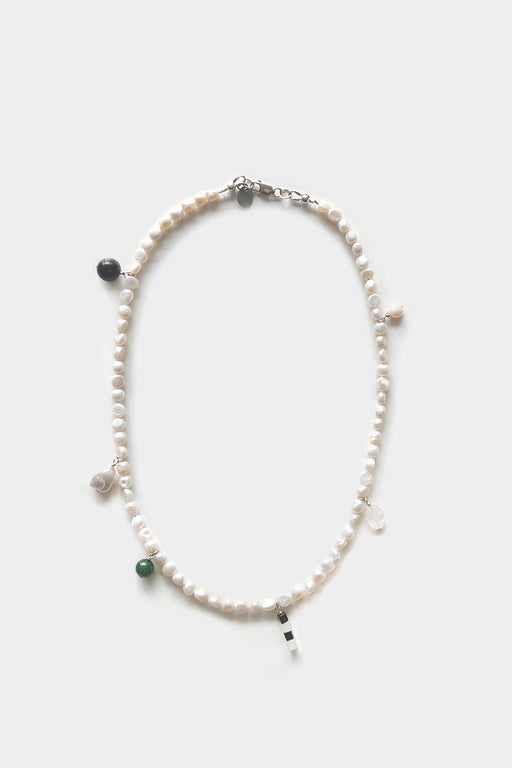 FROSTED PEARL CHARM NECKLACE