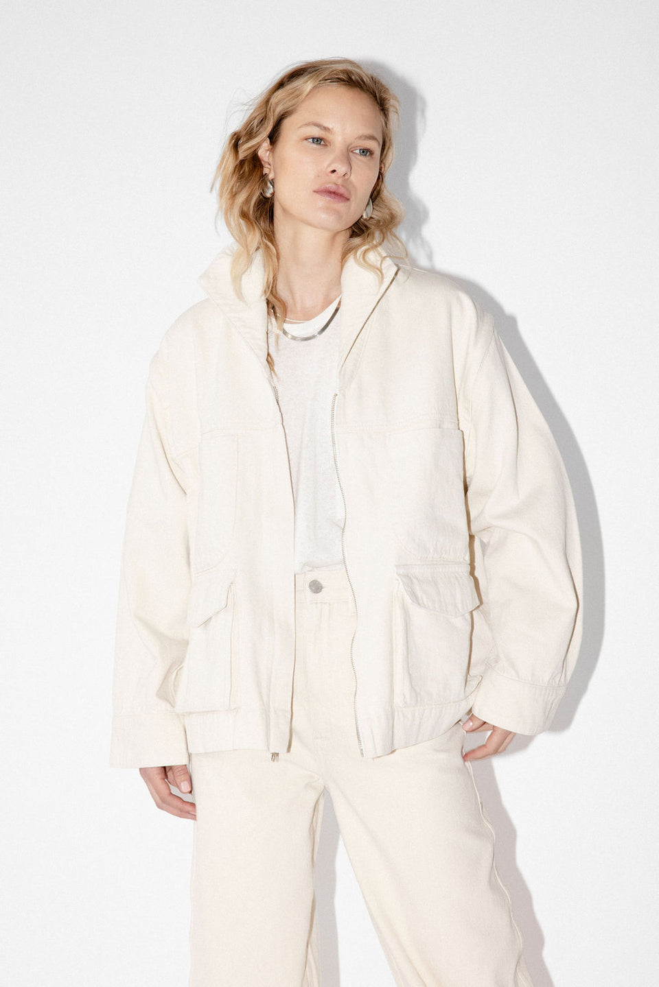 James Street Co. | CARGO DENIM JACKET | NATURAL | Hazel