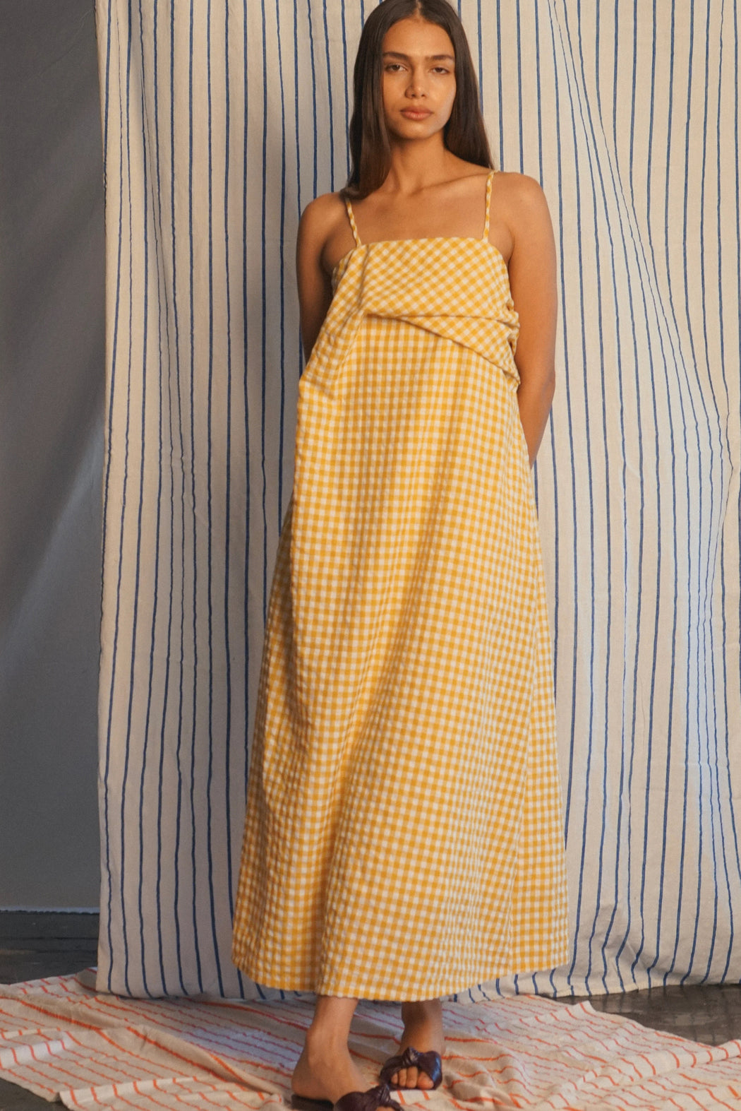WAVE DRAPED SHEATH DRESS | BUTTER YELLOW