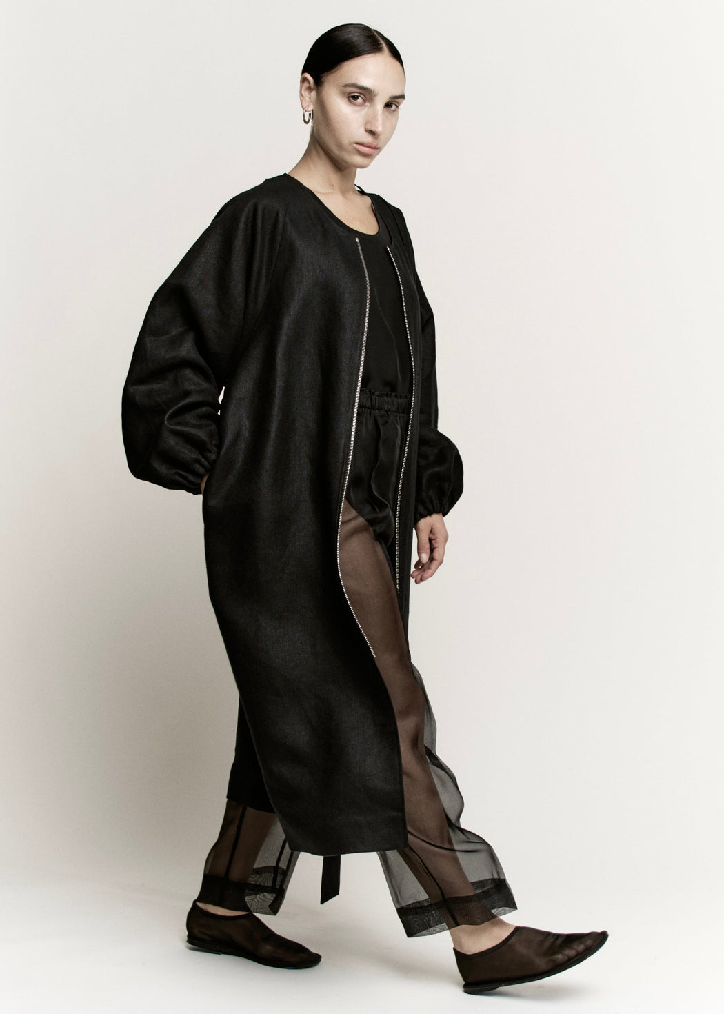 Linen O-Ring Coat | Black