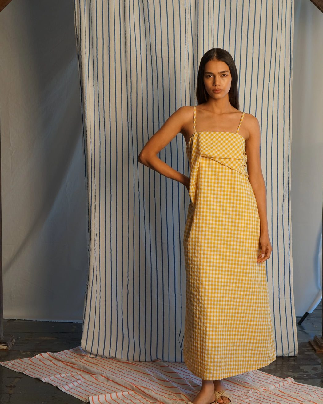 WAVE DRAPED SHEATH DRESS | BUTTER YELLOW