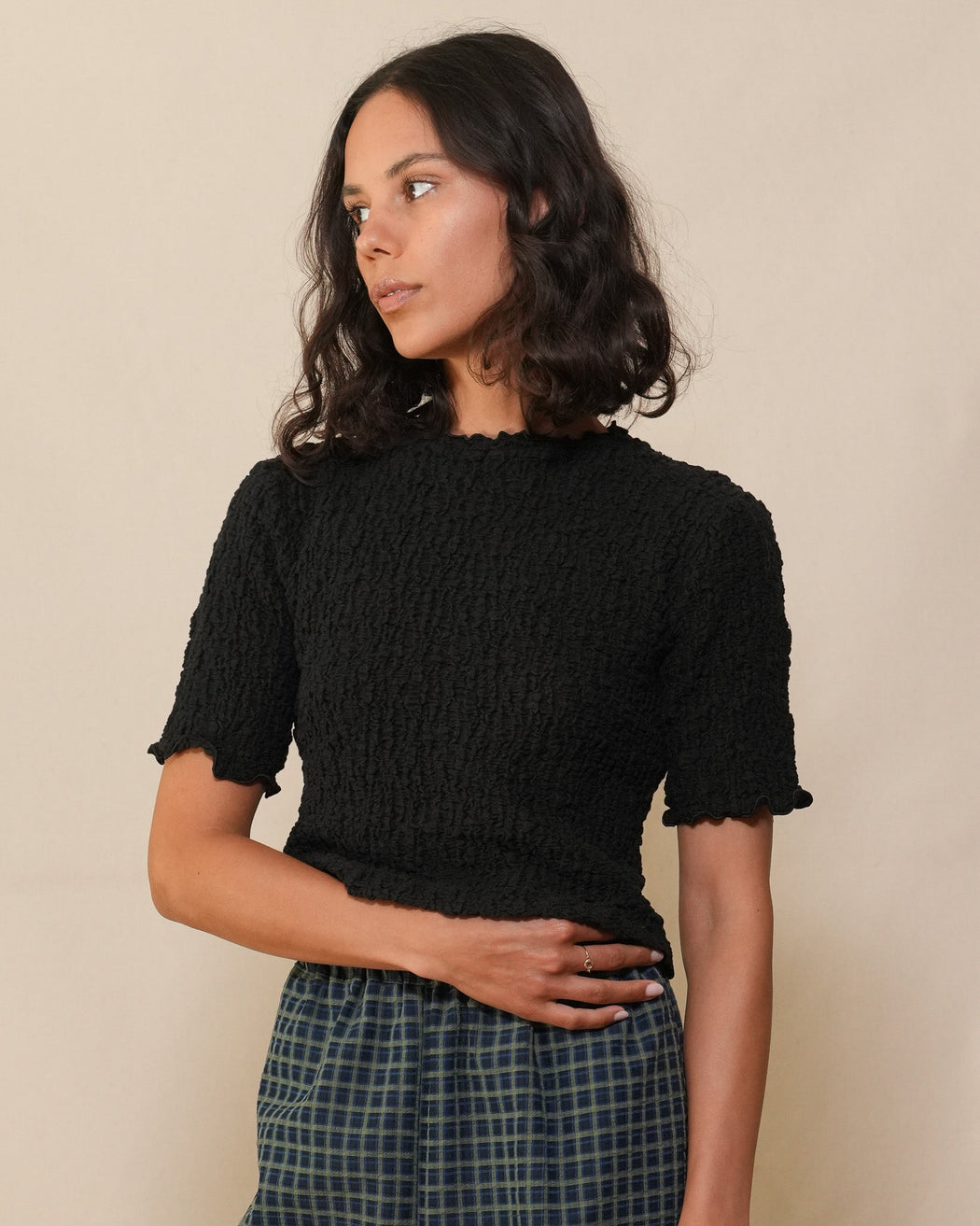 Smocked Baby Tee | Black