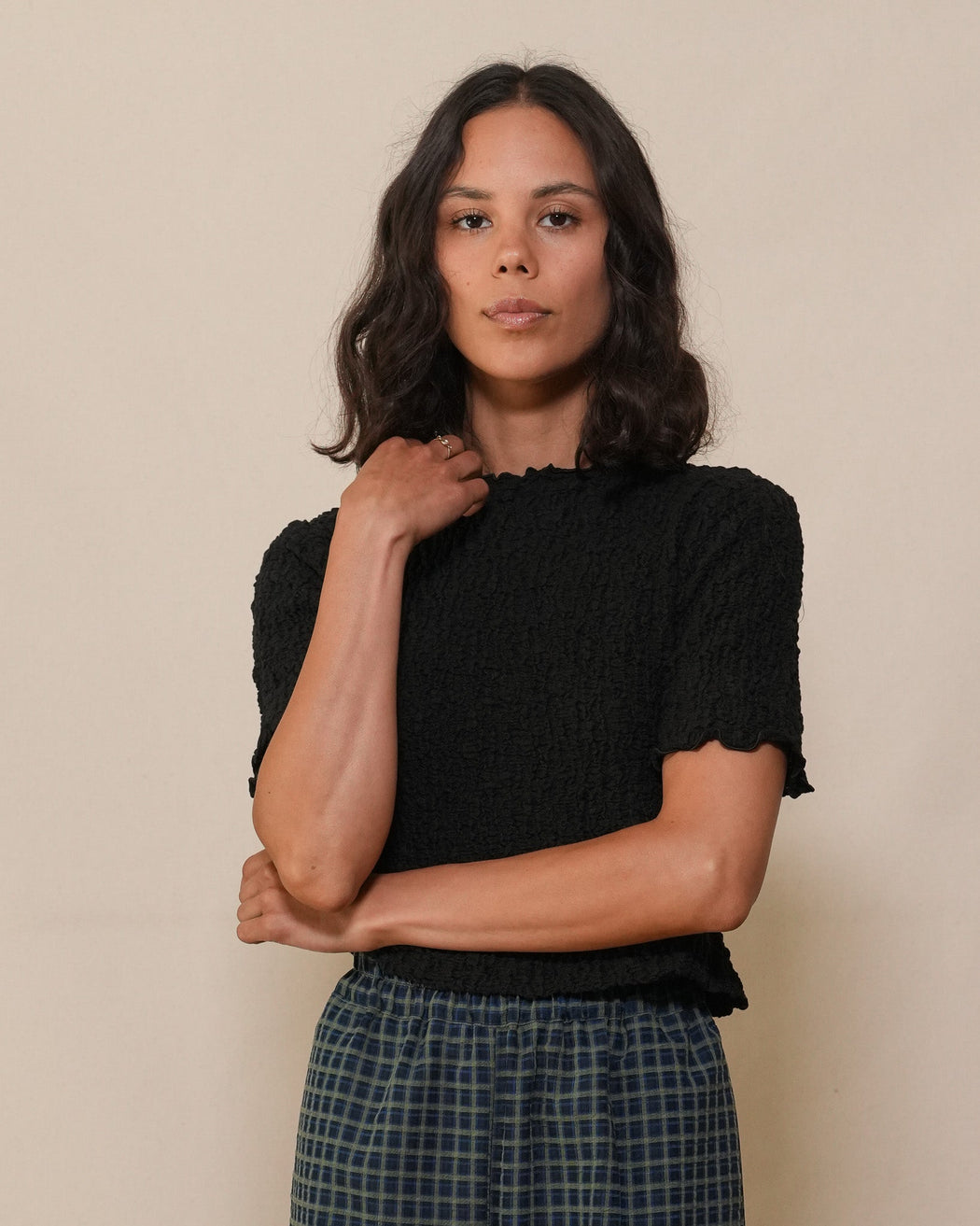 Smocked Baby Tee | Black