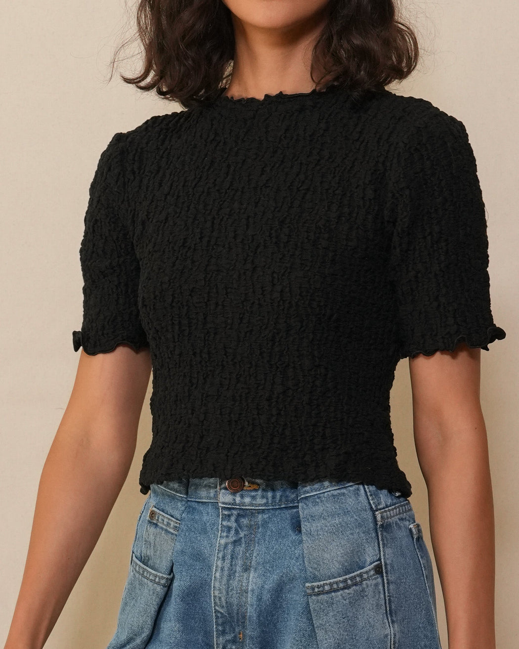 Smocked Baby Tee | Black