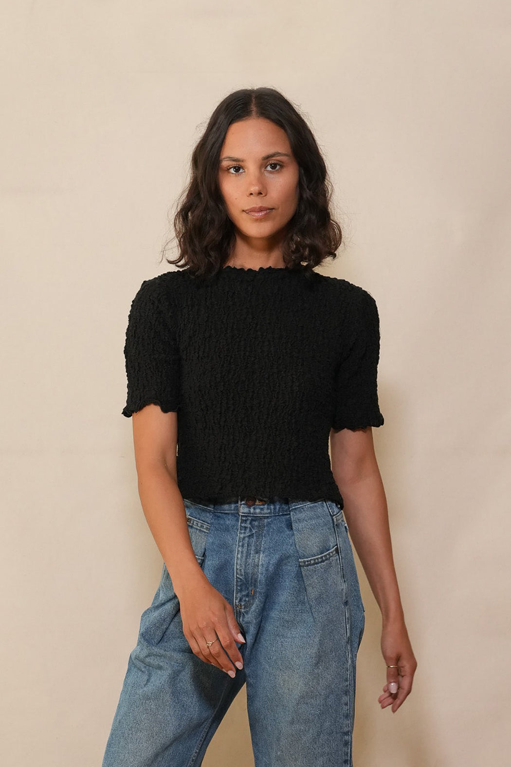 Proche | Smocked Baby Tee | Black | hazel & Rose | Minneapolis
