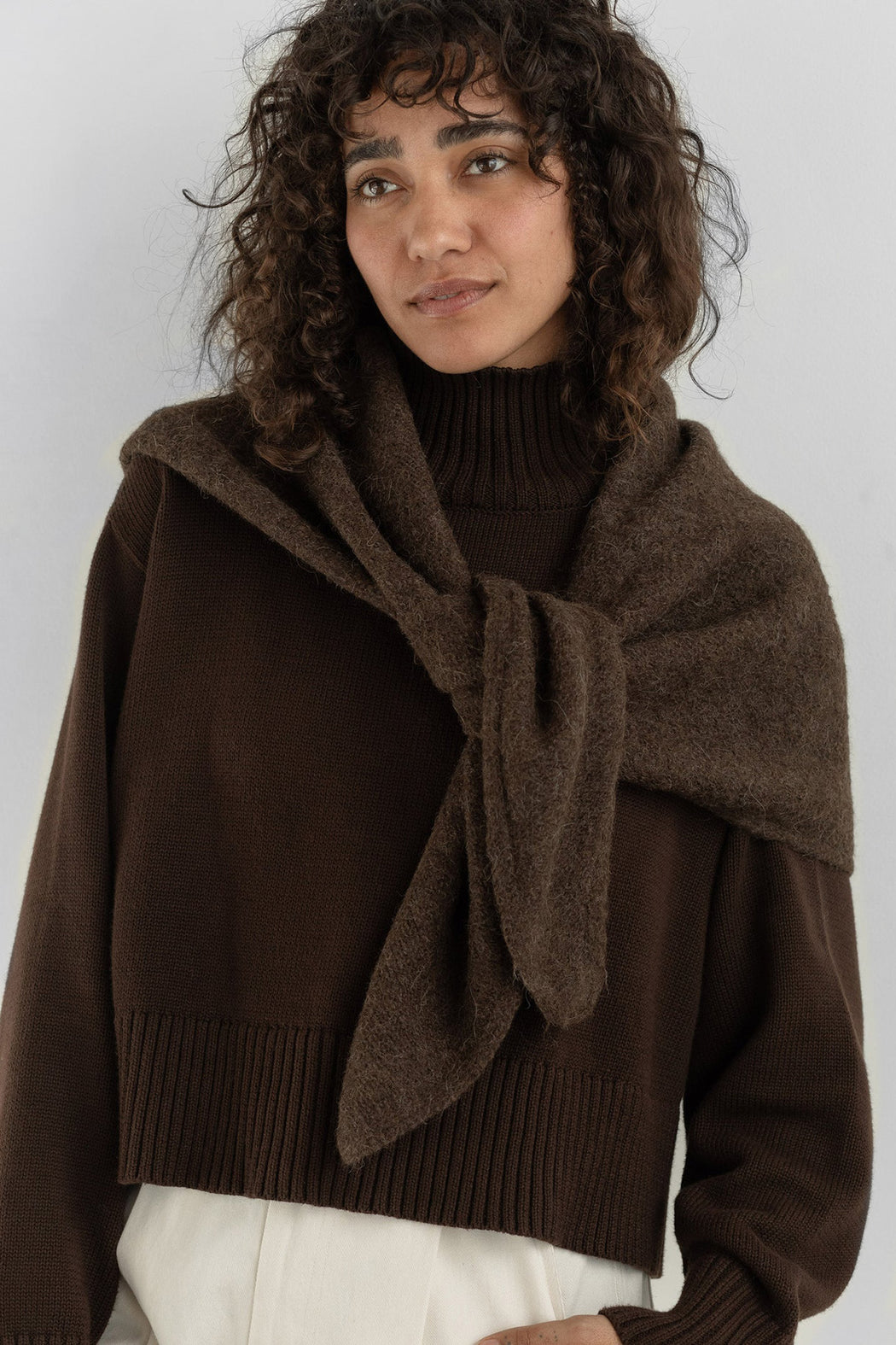 Felted Shawl Scarf | Walnut