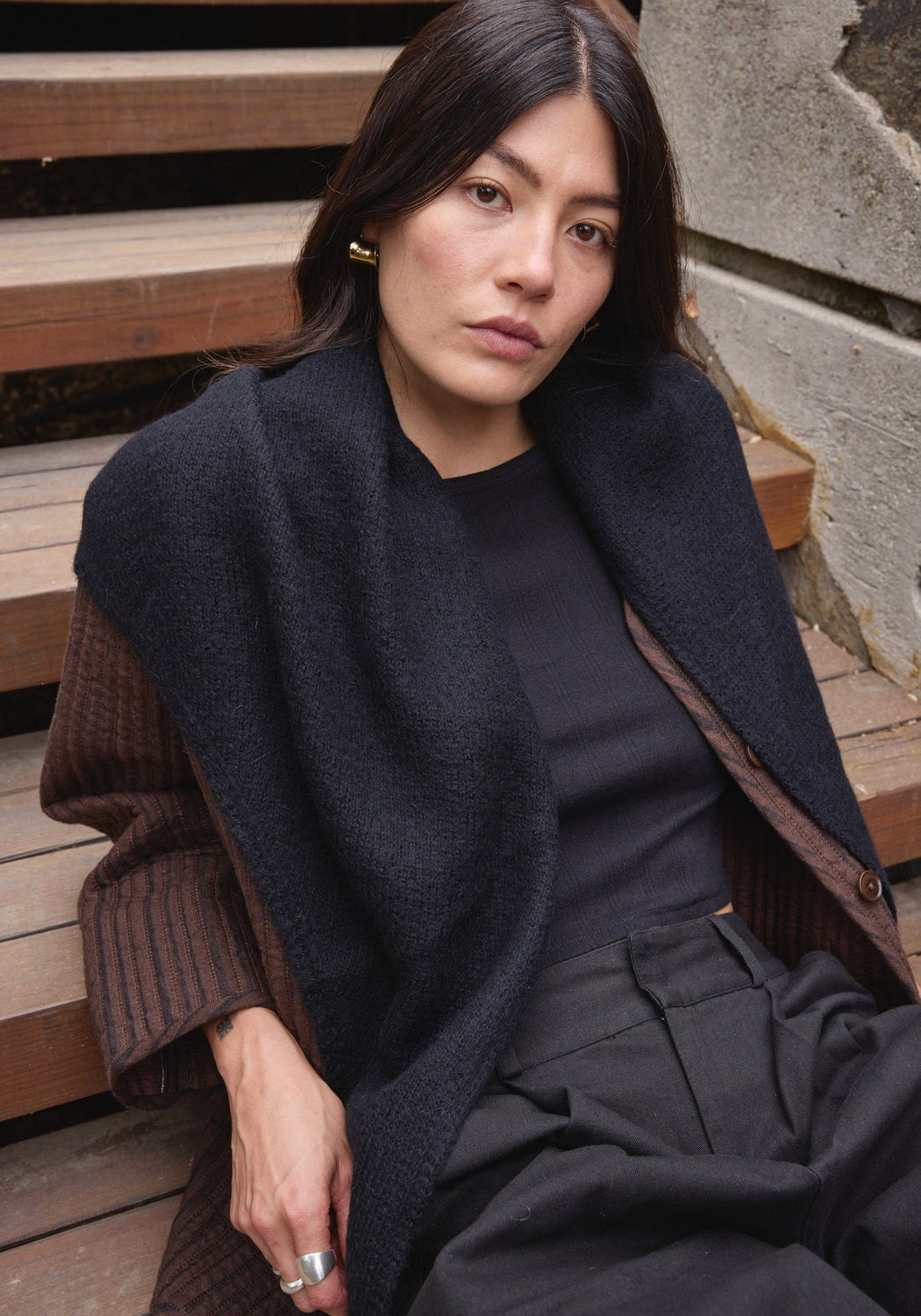 Felted Shawl Scarf | Black