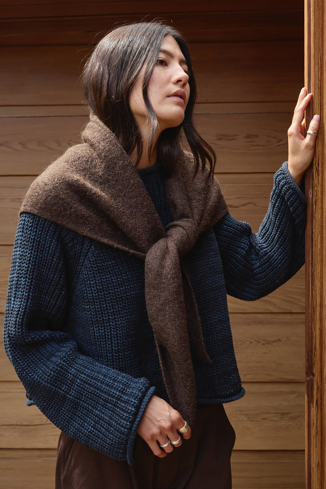 Felted Shawl Scarf | Walnut